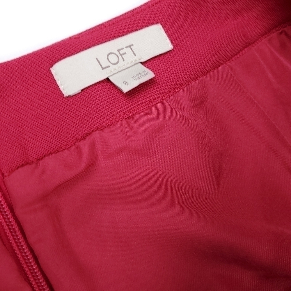 New Loft Pink Gold Zippered Pockets Skirts Sz  8 - Picture 6 of 12